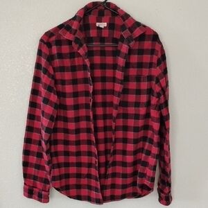 Merona Red and Black Plaid Button Down Shirt